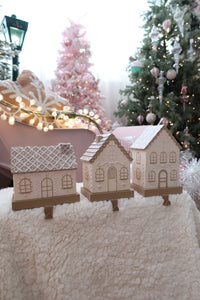 Tall Ivory Gingerbread House Stocking Holder - PRE ORDER (7215568420930)