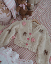 Load image into Gallery viewer, Cream Hearts &amp; Gingerbread Knit Cardigan - PRE ORDER (7232192938050)