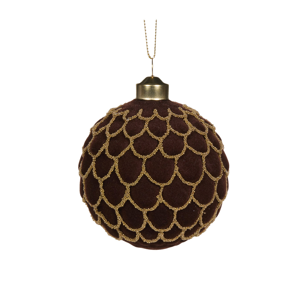 Brown Scalloped Velvet Bauble (7364624351298)