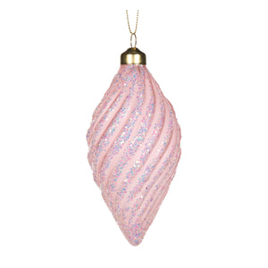 Frosted Pink Swirl Drop Bauble (7364642635842)