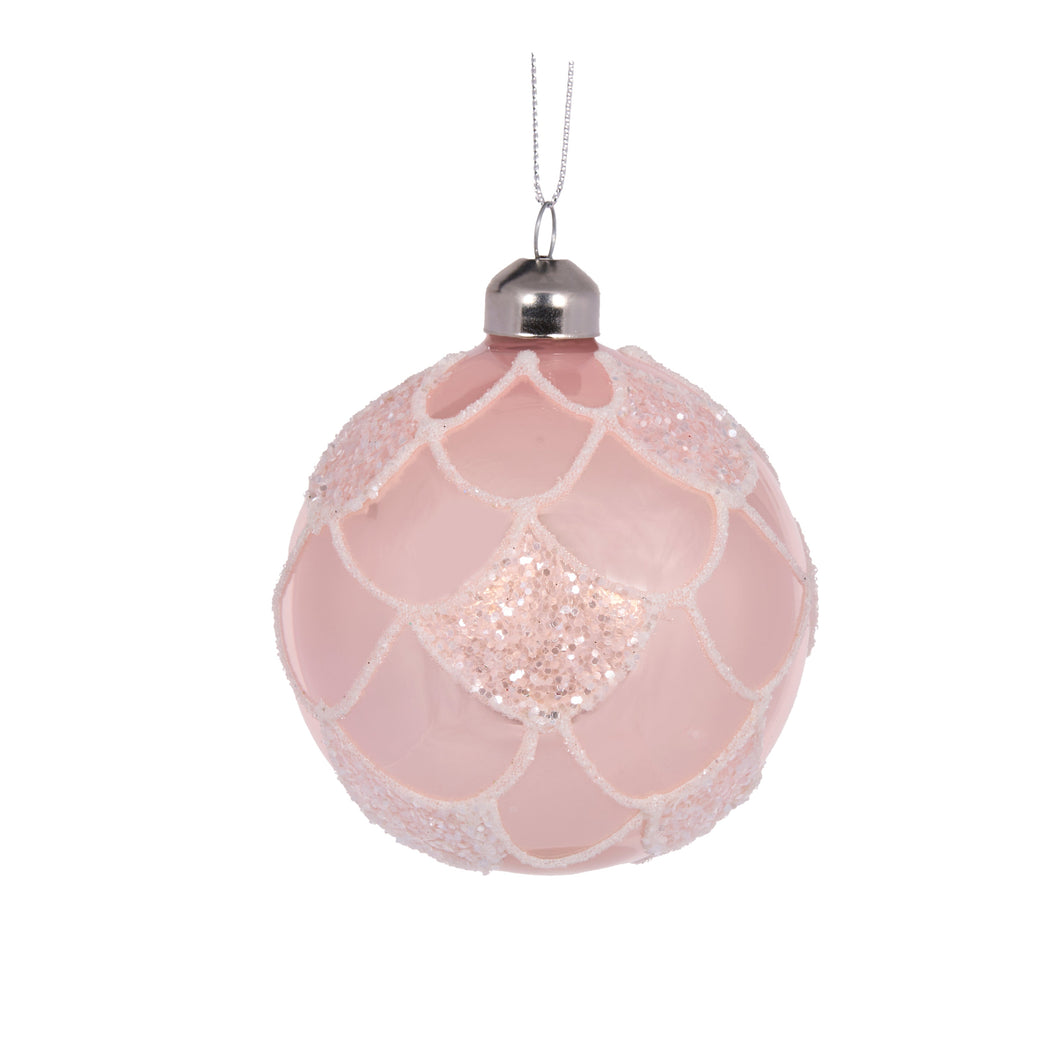High Shine Pink Frosted Scallop Bauble (7364642701378)