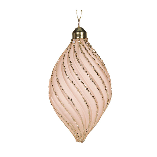 Pink Glitter Swirl Drop Bauble (7364642963522) (7549344743490)