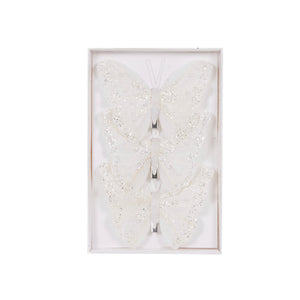 Set/3 White Glitter Butterfly Clips (7364626710594)