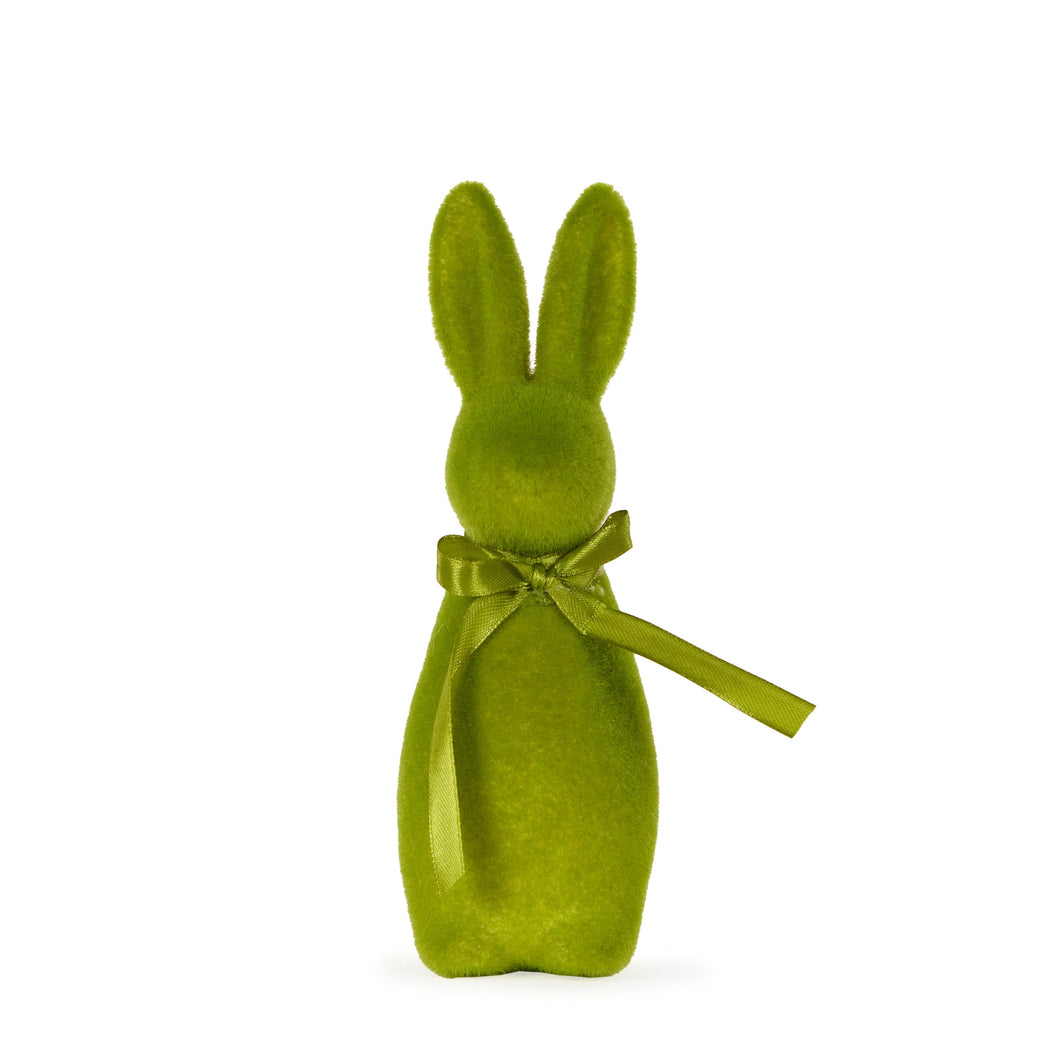 Mini Flocked Rabbit with Bow - GREEN (7066760642626)