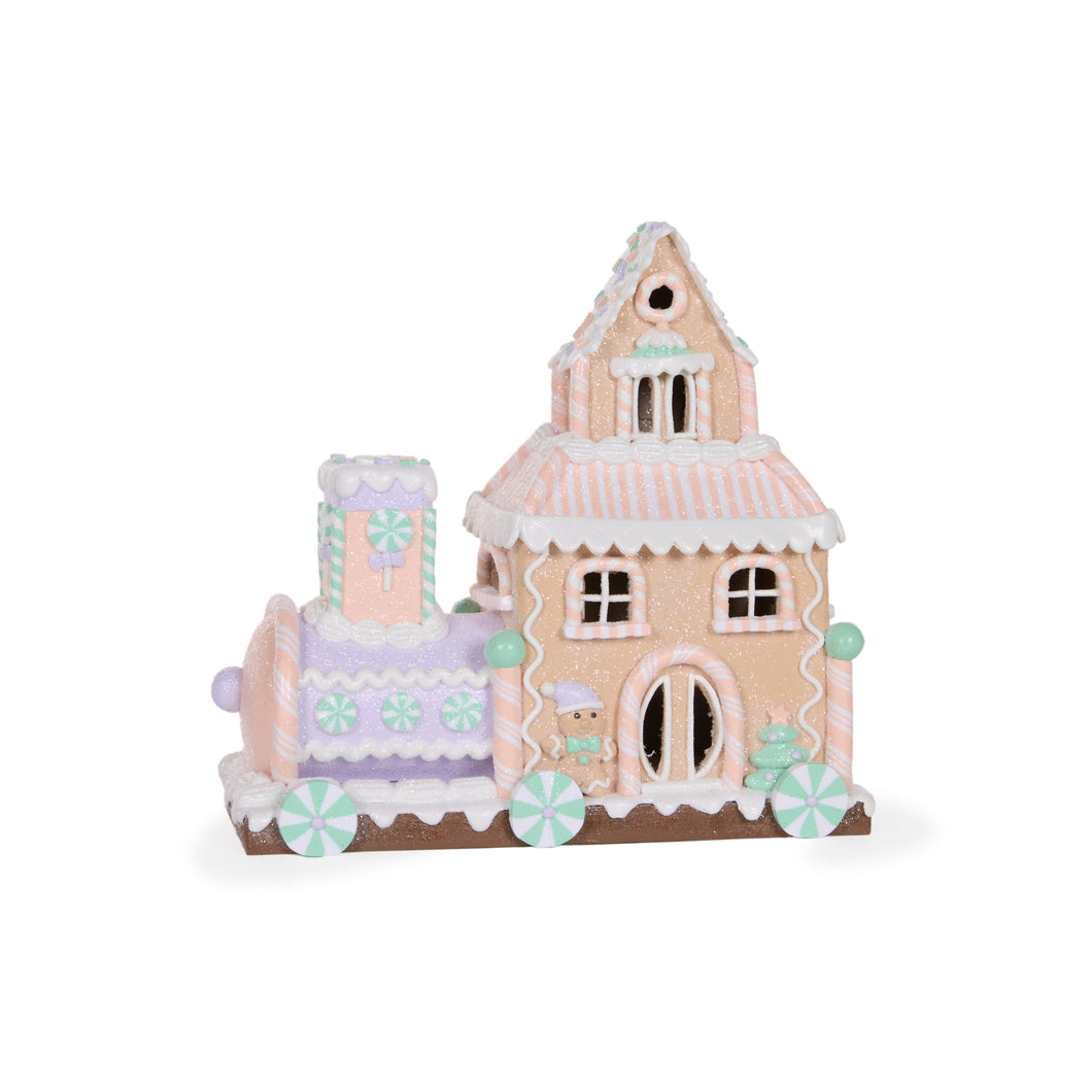 Led Pastel Gingerbread Train House (7362755821634)