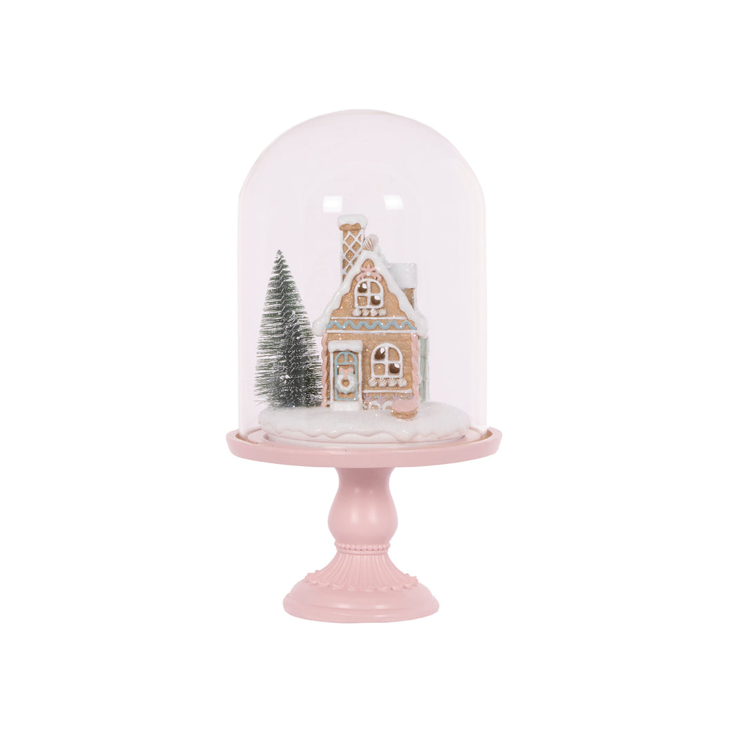 30Cm Piped Pastel Gingerbread House Cloche (7362781052994)
