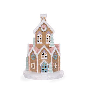 32Cm Piped Round Pastel Gingerbread House (7362781478978)