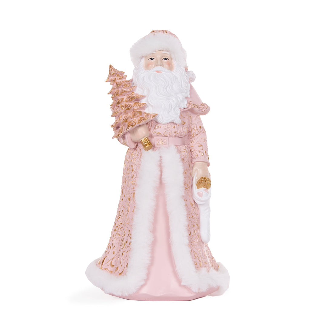 32Cm Exquisite Pink Santa With Fur (7362781970498)