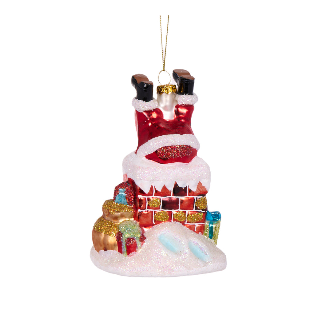 Retro Santa Down Chimney Hanging (7362805137474)