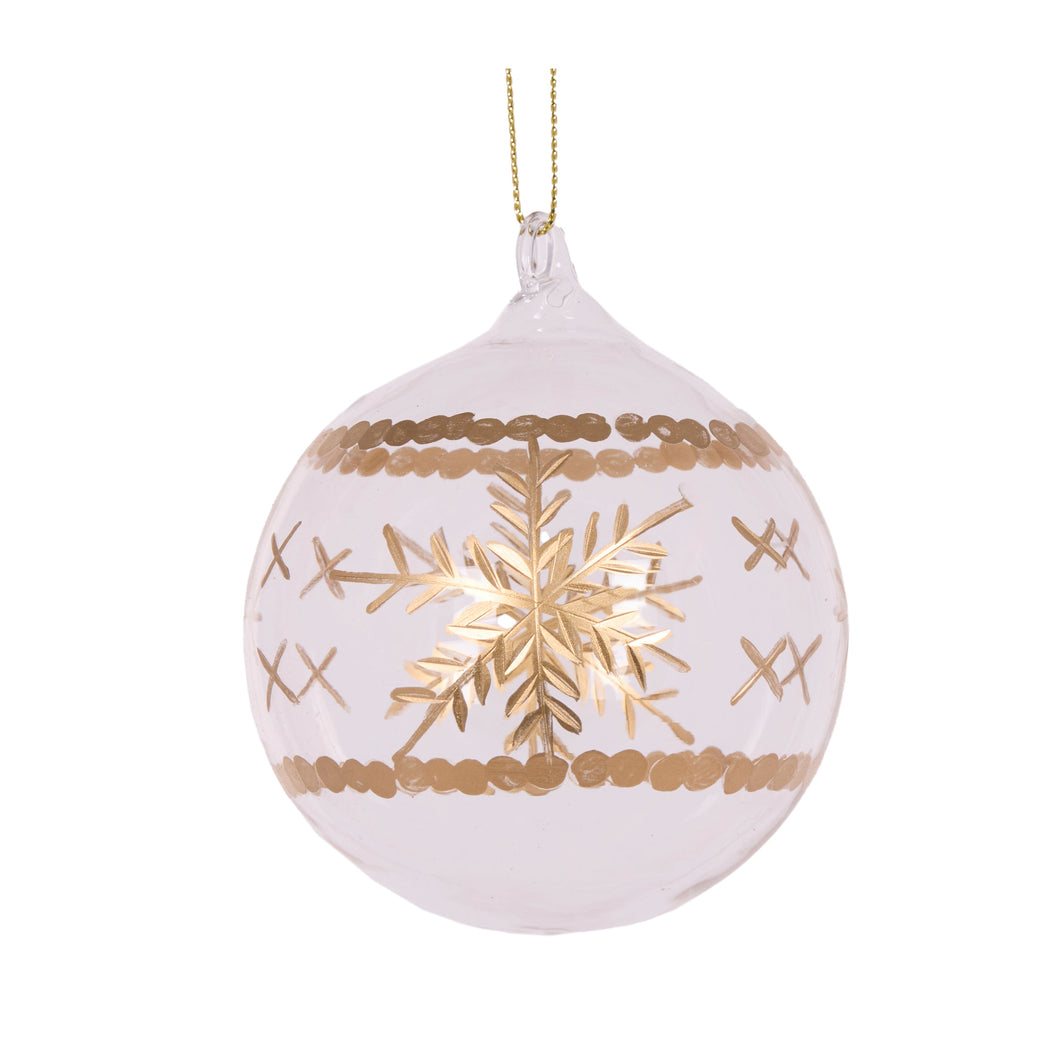 Gold Snowflake Etched Bauble (7362756182082)