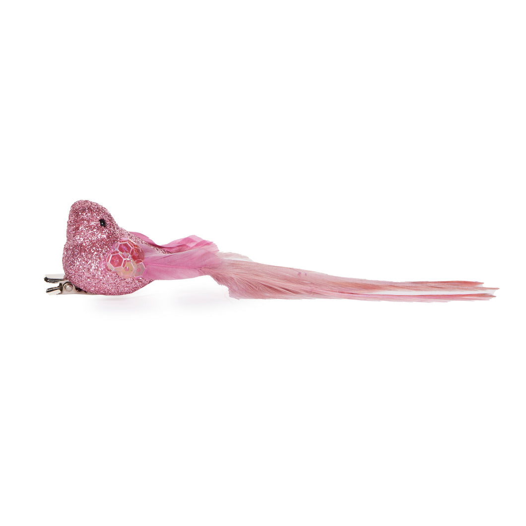 Mini Pink Glitter Sparrow Clip Bird (7362806284354)