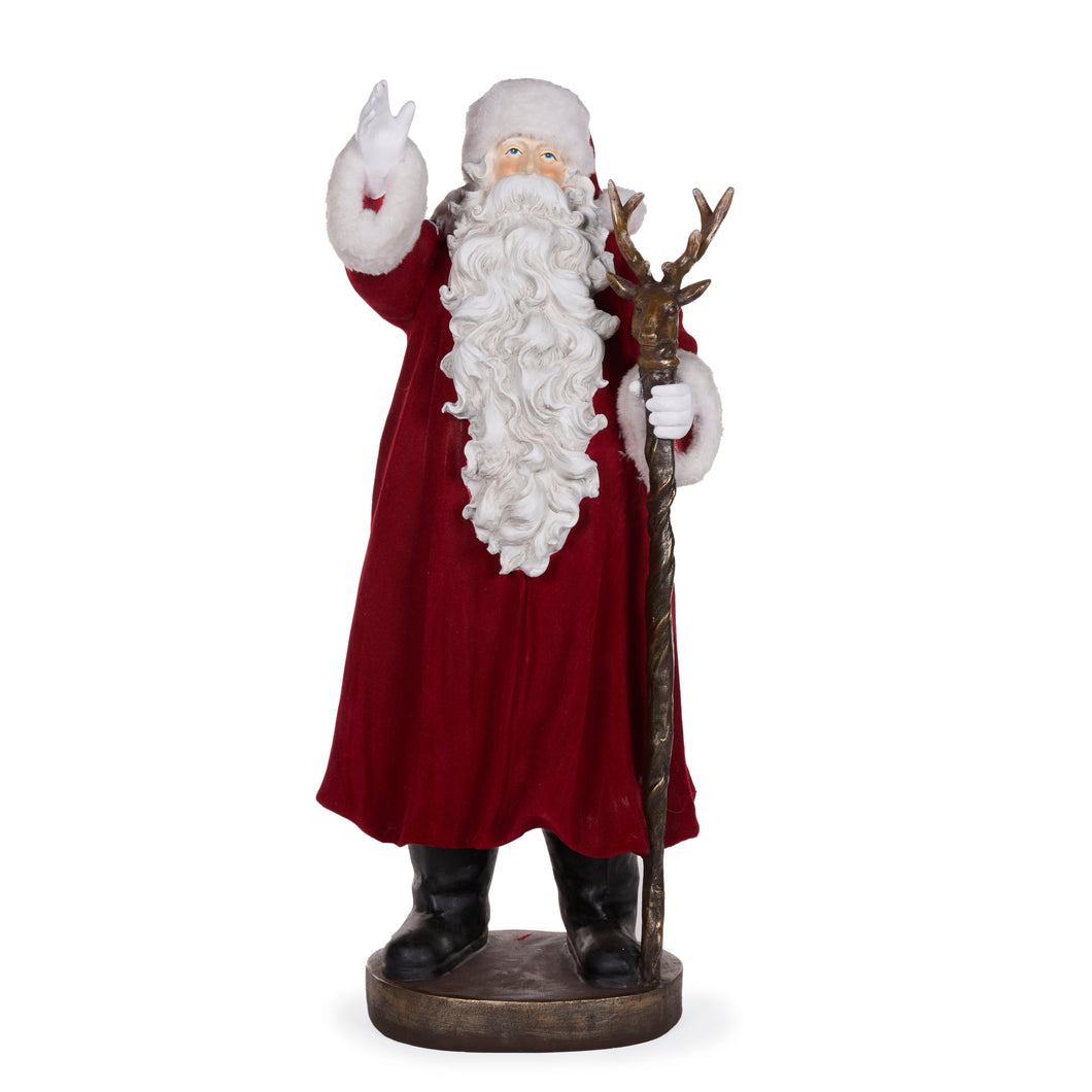 Elaborate Red Velvet Santa With Staff (7362756280386)