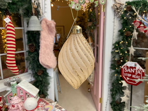 Pink Glitter Swirl Drop Bauble (7549344743490)