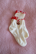 Load image into Gallery viewer, Christmas Teddy Red Frill Bow Socks - PRE ORDER (7215562358850)