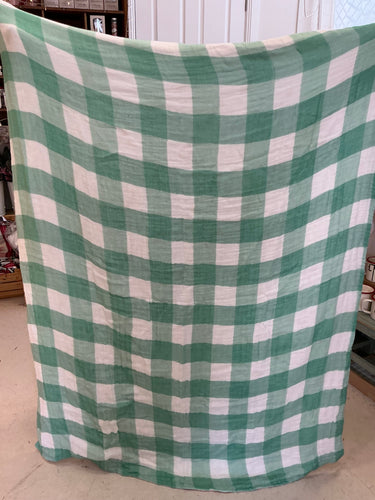 Mint Checker Muslin Blanket