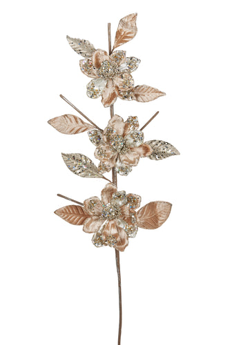 FL115 - 91cm Champagne Triple Magnolia Spray (7257921683522) (7553217593410)