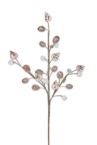 FL164 - 69cm Soft Pink Leaf & Berry Spray (7257917718594) (7553217790018)
