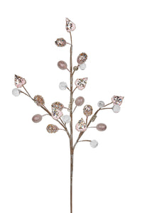 FL164 - 69cm Soft Pink Leaf & Berry Spray (7257917718594) (7553217790018)