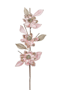 FL166 - 91cm Soft Pink Triple Magnolia Spray (7257917587522) (7553194426434)