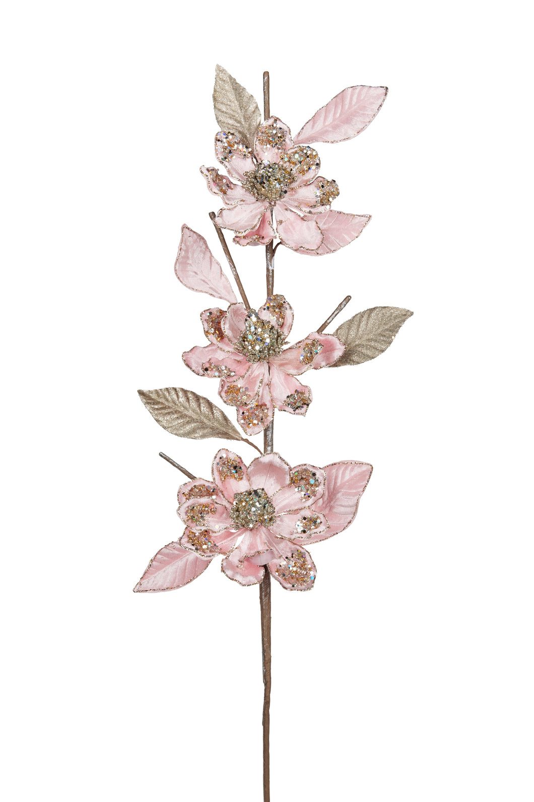FL166 - 91cm Soft Pink Triple Magnolia Spray (7257917587522) (7553194426434)