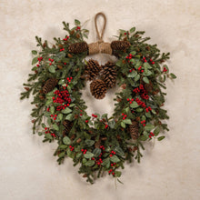 Load image into Gallery viewer, G219701 - 24&quot; Fittonia, Holly * Pine Berries Hanging Wreath (7025122279490)