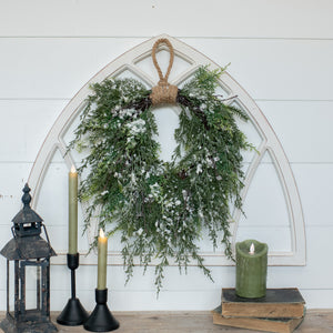G219711 - 16" Snowy Cedar Hanging Wreath (7025122705474)