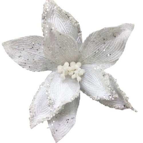 White Glitter Flower - GGF240 (6963763183682)
