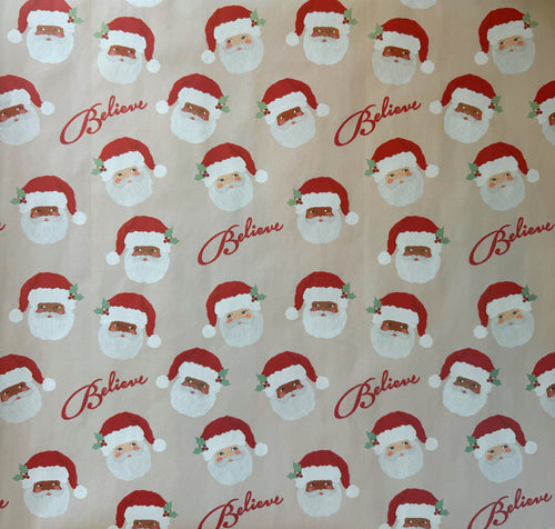 Beige Jolly Santa GIFT WRAP (7022918697026)