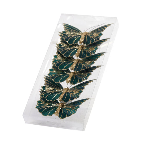Set of 6 Mini Emerald Clip Butterflies (6962698813506)