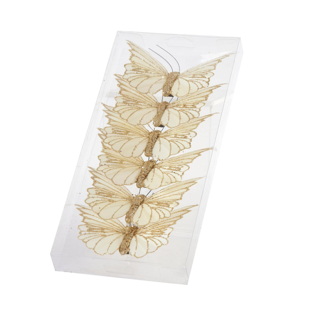 Set of 6 Mini Ivory Clip Butterflies (6962698747970)