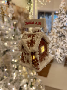 2023 Gingerbread House Lighted Ornament (6976181960770)