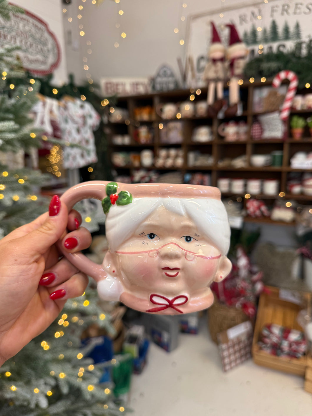 SECONDS SALE - Pink Vintage Mrs Claus Mug LAST ONES!!