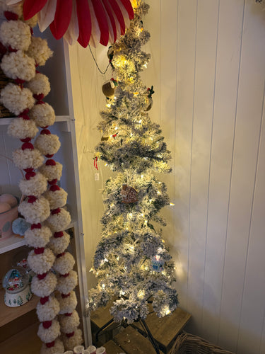 LAST ONE!! 5.5 Foot Pre Lit Flocked Slim Tree