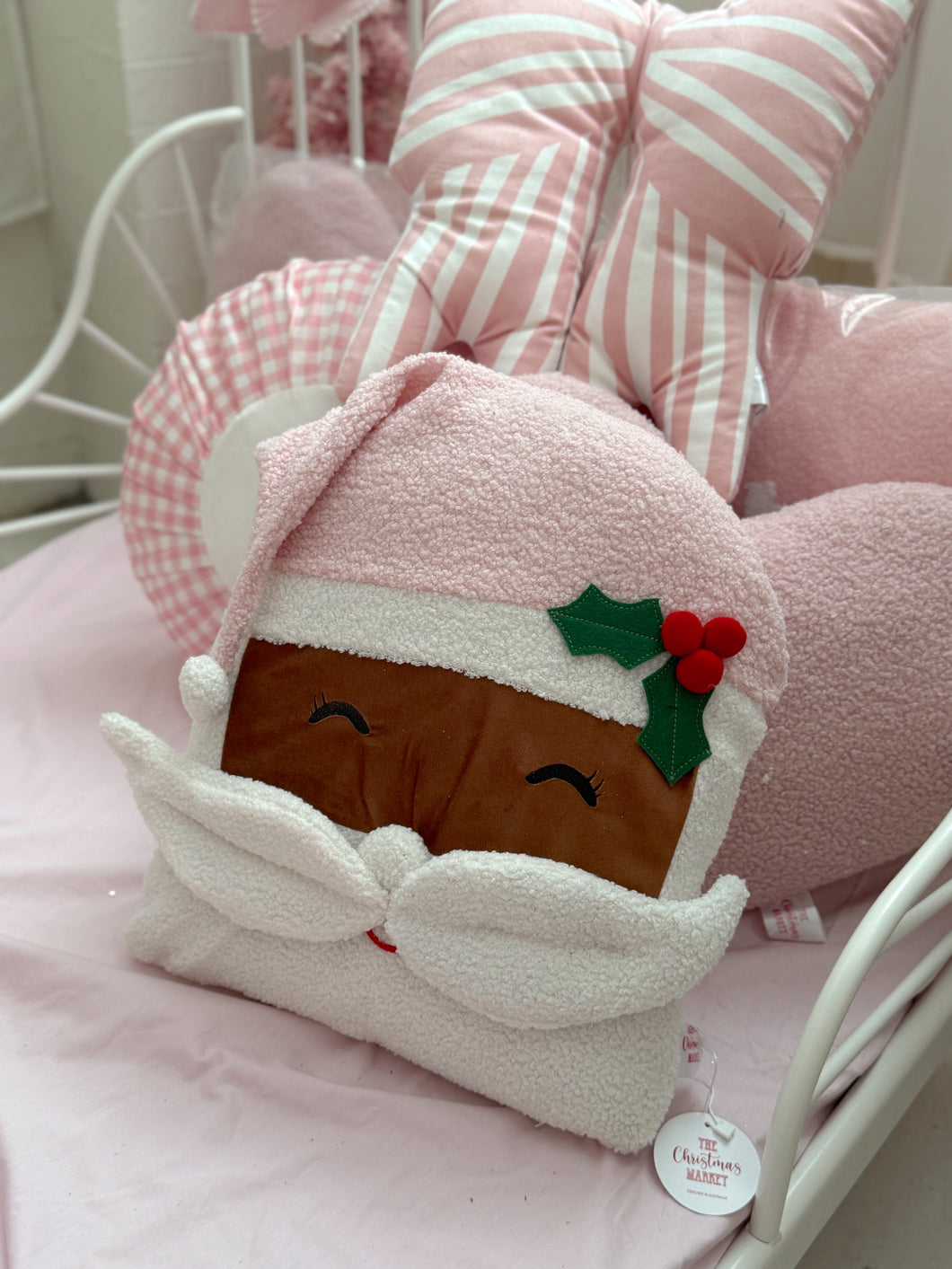 70% OFF!! Pink Santa Head Cushion - Now Only $6!!