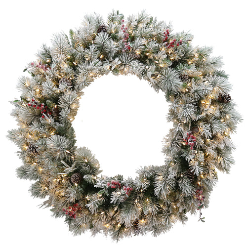 Snowy Bedford 122cm Pre Lit Wreath - NATSB122WT (6954429546562)