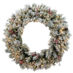 Snowy Bedford 122cm Pre Lit Wreath - NATSB122WT (6954429546562)