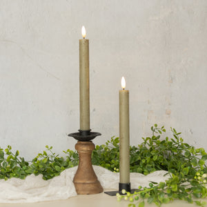 NY213005 - Set of 2 - 9.5" 3D Flame Green Taper Candle (6987399954498)