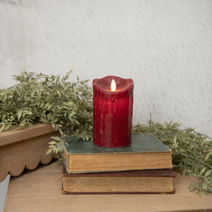NY213032 - 5" Moving Flame Red Pillar Candle (6987316330562)