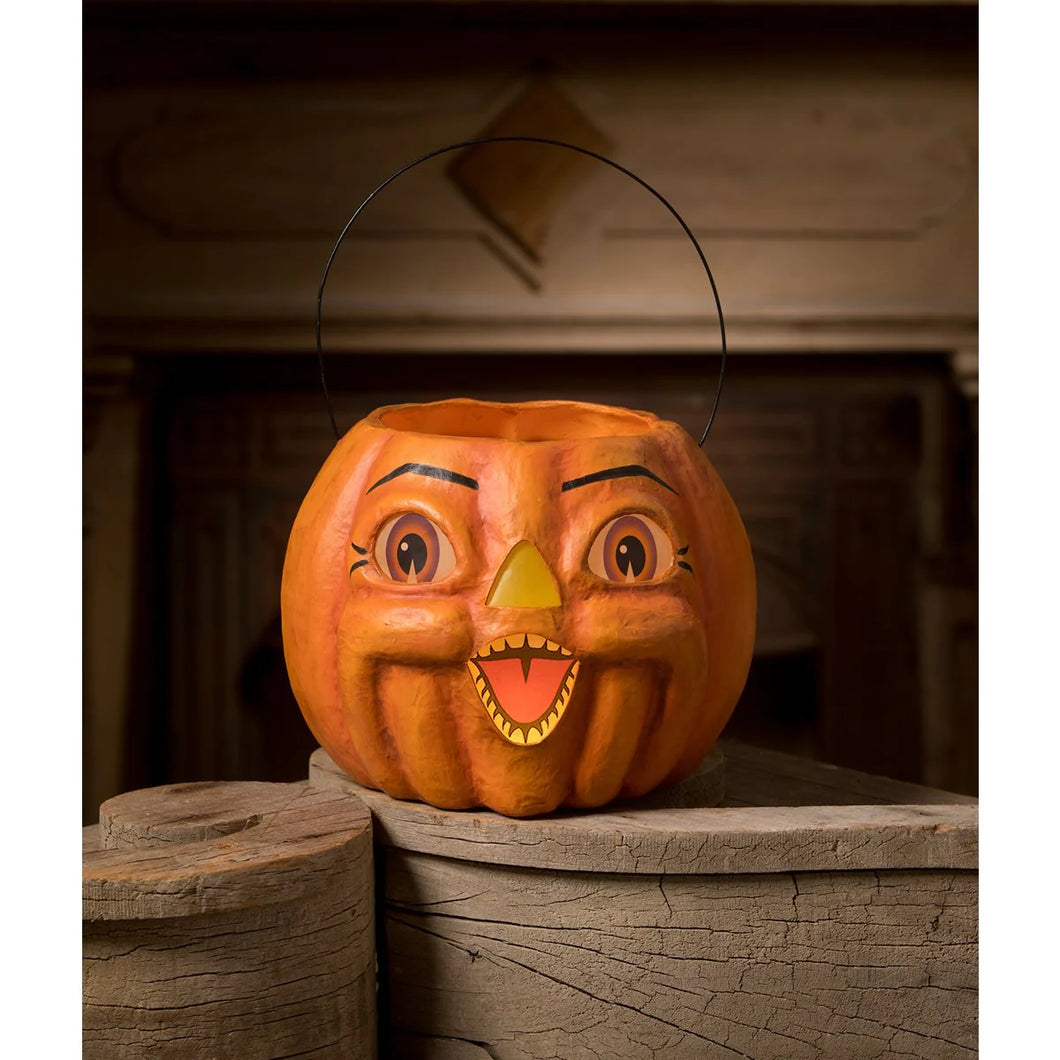TJ2314 - Spunky Pumpkin Bucket Paper Mache (6952748941378)