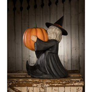 TJ2325 - Witch With Pumpkin Large Paper Mache (6952756609090)