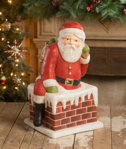 TJ2333 - Traditional Santa Down Chimney Large Paper Mache (6912802062402)