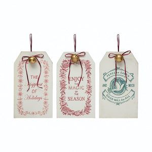 Wood Tag Wall Hanging with Bell and Holiday Saying (7374736818242)