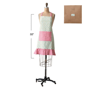 32"L x 28"W Cotton Printed Apron w/ Pocket, Ruffle & Cookie Pattern (7374743240770)