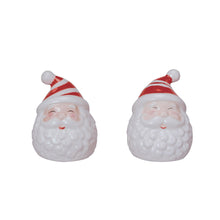 Load image into Gallery viewer, Hand-Painted Ceramic Santa Salt &amp; Pepper Shakers, White &amp; Red, Set of 2 (7374745698370)