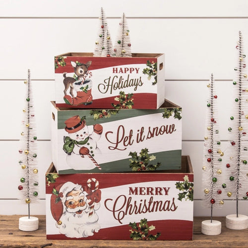 Vintage Christmas Crates Set of 3 (6954437345346)