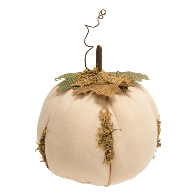 Mossy White Stuffed Pumpkin 7.5