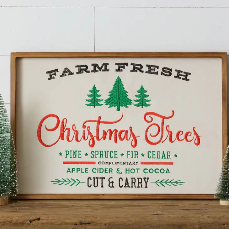 PRE ORDER - Farm Fresh Christmas Trees Embroidered Sign (6959246606402)