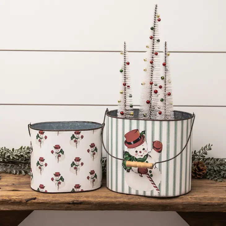 PRE ORDER - Vintage Snowman Buckets Set of 2 (6959247556674)