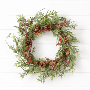Frosted Mixed Evergreen Wreath (6965530558530)
