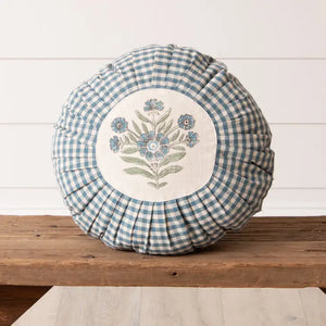Round Pillow - Blue Flowers (7049629401154)